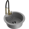 Mexen Diego granitový dřez 1-komorový s kuchyňskou baterií Aster, šedý - 6512-71-73450-57-B