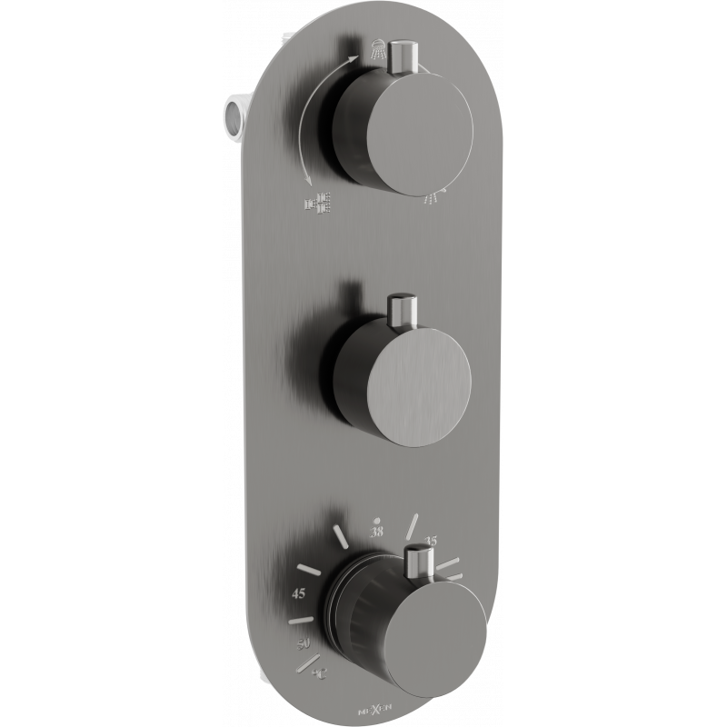 Mexen Kai termostatická vanovo-sprchová baterie 3-výstupová, grafit - 77603-66