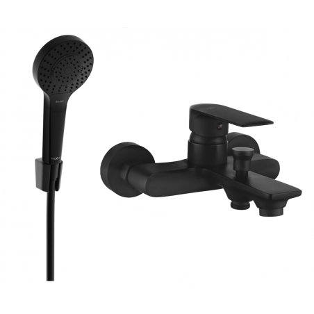 Mexen Royo R05 vanová baterie se sprchovou soupravou, černá - 7223R05-70
