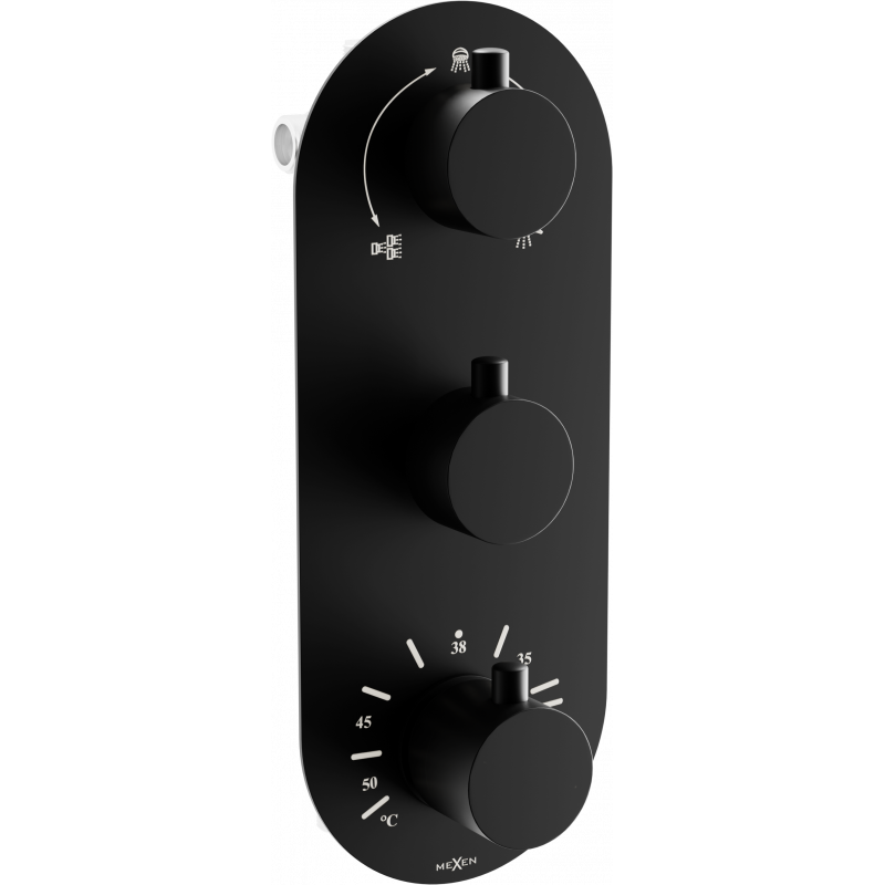 Mexen Kai termostatická baterie vanovo-sprchová 3-výstupová, černá - 77603-70