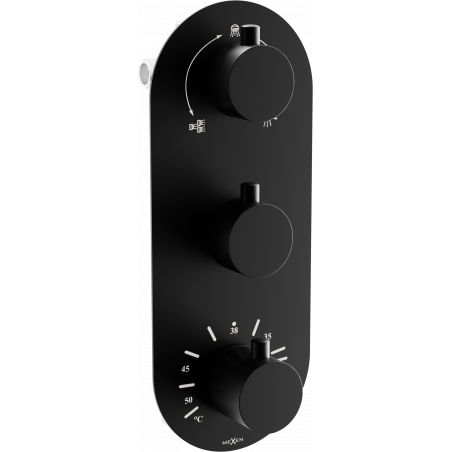 Mexen Kai termostatická baterie vanovo-sprchová 3-výstupová, černá - 77603-70