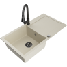 Mexen Leo granitový dřez 1-komorový s odkapávačem a kuchyňskou baterií Elia, béžový - 6501-69-670101-70