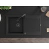 Mexen Leo granitový dřez 1-komorový s odkapávačem a kuchyňskou baterií Elia, černý - 6501-77-670101-70-B