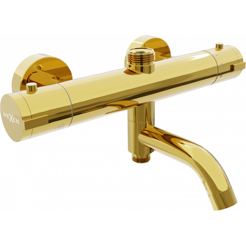 Mexen Kai termostatická vana a sprchová baterie, zlatá - 77900-50