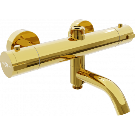 Mexen Kai termostatická vana a sprchová baterie, zlatá - 77900-50