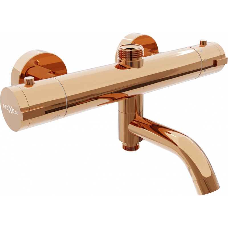 Mexen Kai termostatická baterie vanovo-sprchová, růžové zlato - 77900-60
