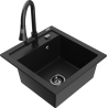 Mexen Vito granitový dřez 1-komorový s kuchyňskou baterií Elia, černý - 6503-77-670101-70-B
