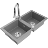 Mexen Mario dvoukomorový granitový dřez s kuchyňskou baterií Elia, šedý - 6504-71-670101-00