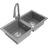 Mexen Mario granitový dřez 2-komorový s kuchyňskou baterií Elia, šedý - 6504-71-670101-71