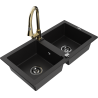 Mexen Mario dvoukomorový žulový kuchyňský dřez s kuchyňskou baterií Elia, černá - 6504-77-670101-50-B