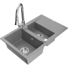 Mexen Gaspar granitový dřez 1,5-komorový s odkapávačem a kuchyňskou baterií Elia, šedý - 6507-71-670101-00