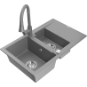 Mexen Gaspar granitový dřez 1,5-komorový s odkapávačem a kuchyňskou baterií Elia, šedý - 6507-71-670101-71