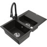 Mexen Gaspar granitový dřez 1,5-komorový s odkapávačem a kuchyňskou baterií Elia, černý/zlatý metalický - 6507-75-670101-70