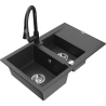 Mexen Gaspar dřez granitový 1,5-komorový s odkapávačem a kuchyňskou baterií Elia, černý s tečkami - 6507-76-670101-70