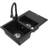 Mexen Gaspar granitový dřez 1,5-komorový s odkapávačem a kuchyňskou baterií Elia, černý - 6507-77-670101-70