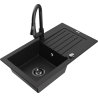 Mexen Pablo granitový dřez s odkapávačem a kuchyňskou baterií Elia, černý - 6510-77-670101-70-B