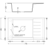 Mexen Elias žulový kuchyňský dřez s 1 komorou, odkapávačem a kuchyňskou baterií Elia, černý s bílými tečkami