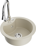 Mexen Diego granitový dřez 1-komorový s kuchyňskou baterií Elia, béžový - 6512-69-670101-00