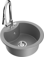 Mexen Diego granitový dřez 1-komorový s kuchyňskou baterií Elia, šedý - 6512-71-670101-00