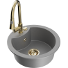 Mexen Diego granitový dřez jednodřezový s kuchyňskou baterií Elia, šedý - 6512-71-670101-50