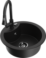 Mexen Diego granitový dřez jednokomorový s kuchyňskou baterií Elia, černý - 6512-77-670101-70-B