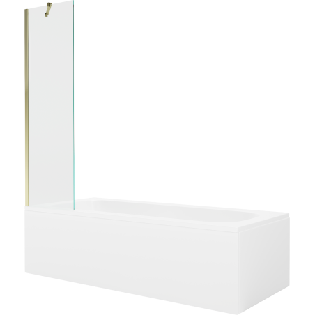Mexen Vega obdélníková vana 160 x 70 cm s obkladem a jednokřídlou zástěnou 50 cm, transparentní, zlatá