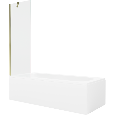 Mexen Vega obdélníková vana 170 x 70 cm s krytem a jednokřídlovou zástěnou 60 cm, transparentní, zlatá