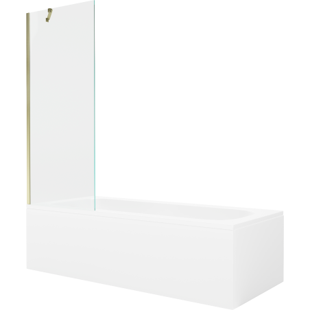 Mexen Vega obdélníková vana 150 x 70 cm s obložením a jednokřídlým paravánem 70 cm, transparentní, zlatá