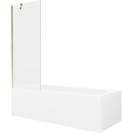 Mexen Vega obdélníková vana 180 x 80 cm s obloukem a 1-křídlovou zástěnou 70 cm, transparentní, zlatá