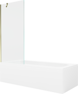 Mexen Vega obdélníková vana 160 x 70 cm s obkladem a 1-dveřovým paravánem 80 cm, transparentní, zlatá