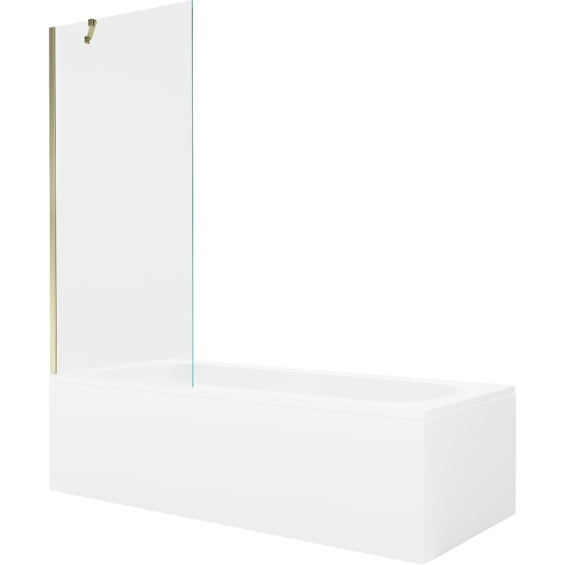 Mexen Vega obdélníková vana 180 x 80 cm s obkladem a 1-křídlovým zástěnou 80 cm, transparentní, zlatá