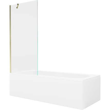 Mexen Vega obdélníková vana 180 x 80 cm s obkladem a 1-křídlovým zástěnou 80 cm, transparentní, zlatá