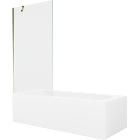 Mexen Vega obdélníková vana 170 x 70 cm s obložením a jednokřídlou zástěnou 90 cm, transparentní, zlatá