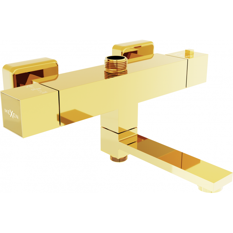 Mexen Cube termostatická baterie vanová-sprchová, zlatá - 77910-50