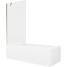 Mexen Vega obdélníková vana 180 x 80 cm s krytem a 1-křídlovou zástěnou 90 cm, transparentní, zlatá - 550118080X9509000050