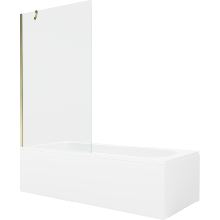 Mexen Vega obdélníková vana 160 x 70 cm s krytem a jedním křídlovým paravánem 100 cm, transparentní, zlatá