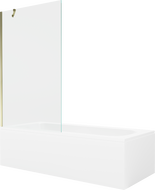 Mexen Vega obdélníková vana 160 x 70 cm s krytem a jedním křídlovým paravánem 100 cm, transparentní, zlatá