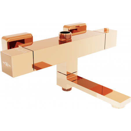 Mexen Cube termostatická vanová a sprchová baterie, růžové zlato - 77910-60