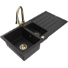 Mexen Andres granitový dřez 1,5-komorový s odkapávačem a kuchyňskou baterií Elia, černý - 6515-77-670101-50