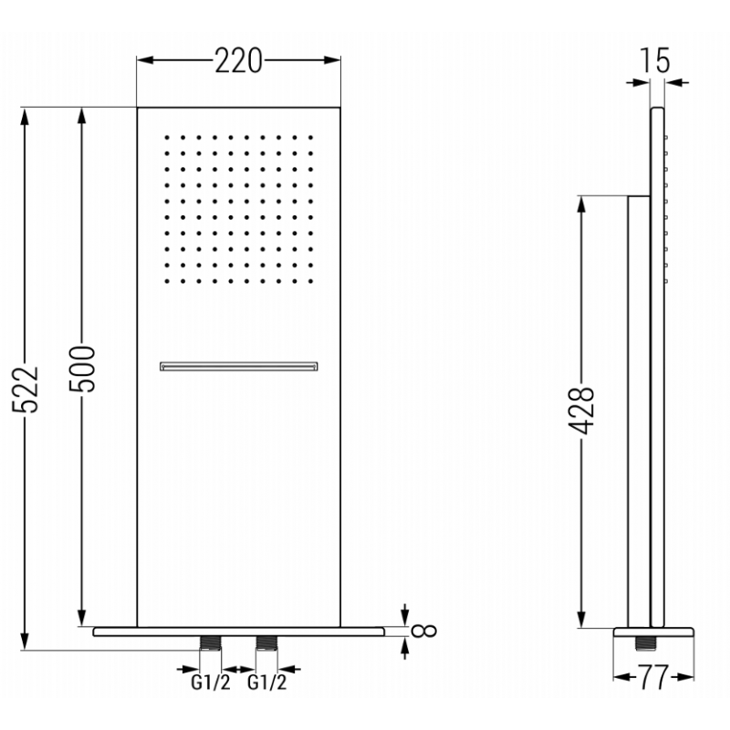Mexen Waterfall sprchová hlavice slim 50 x 22 cm, bílá - 79190-20