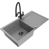 Mexen Leo granitový dřez 1-komorový s odkapávačem a kuchyňskou baterií Duo, šedá - 6501-71-671701-70-B