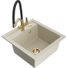 Mexen Vito dřez granitový 1-komorový s kuchyňskou baterií Duo, béžový - 6503-69-671701-57-G