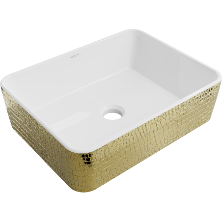 Mexen Catia umyvadlo na desku 48 x 38 cm, bílá/zlatá vzor šupiny - 21314808