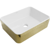 Mexen Catia umyvadlo na desku 48 x 38 cm, bílá/zlatá vzor šupiny - 21314808