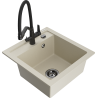 Mexen Vito žulový dřez s jednou komorou a kuchyňskou baterií Duo, béžový - 6503-69-671701-70-B