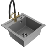 Mexen Vito žulový dřez s 1 komorou a kuchyňskou baterií Duo, šedý - 6503-71-671701-57-B