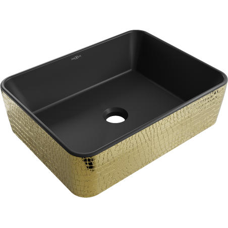 Mexen Catia umyvadlo na desku 48 x 37 cm, černá mat/zlatý vzor šupiny - 21314878