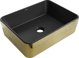 Mexen Catia umyvadlo na desku 48 x 37 cm, černá mat/zlatý vzor šupiny - 21314878