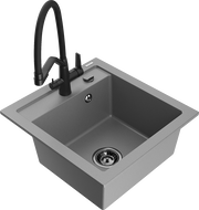 Mexen Vito granitový dřez 1-komorový s kuchyňskou baterií Duo, šedý - 6503-71-671701-70-B