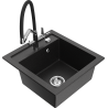 Mexen Vito granitový dřez 1-komorový s kuchyňskou baterií Duo, černý/stříbrný metalik - 6503-73-671701-07